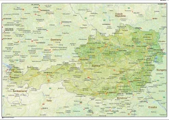 Natuurkundige landkaart Oostenrijk 1455