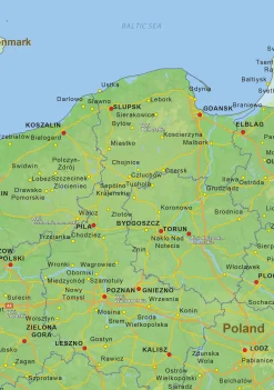Natuurkundige landkaart Polen 1457