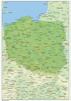 Natuurkundige landkaart Polen 1457