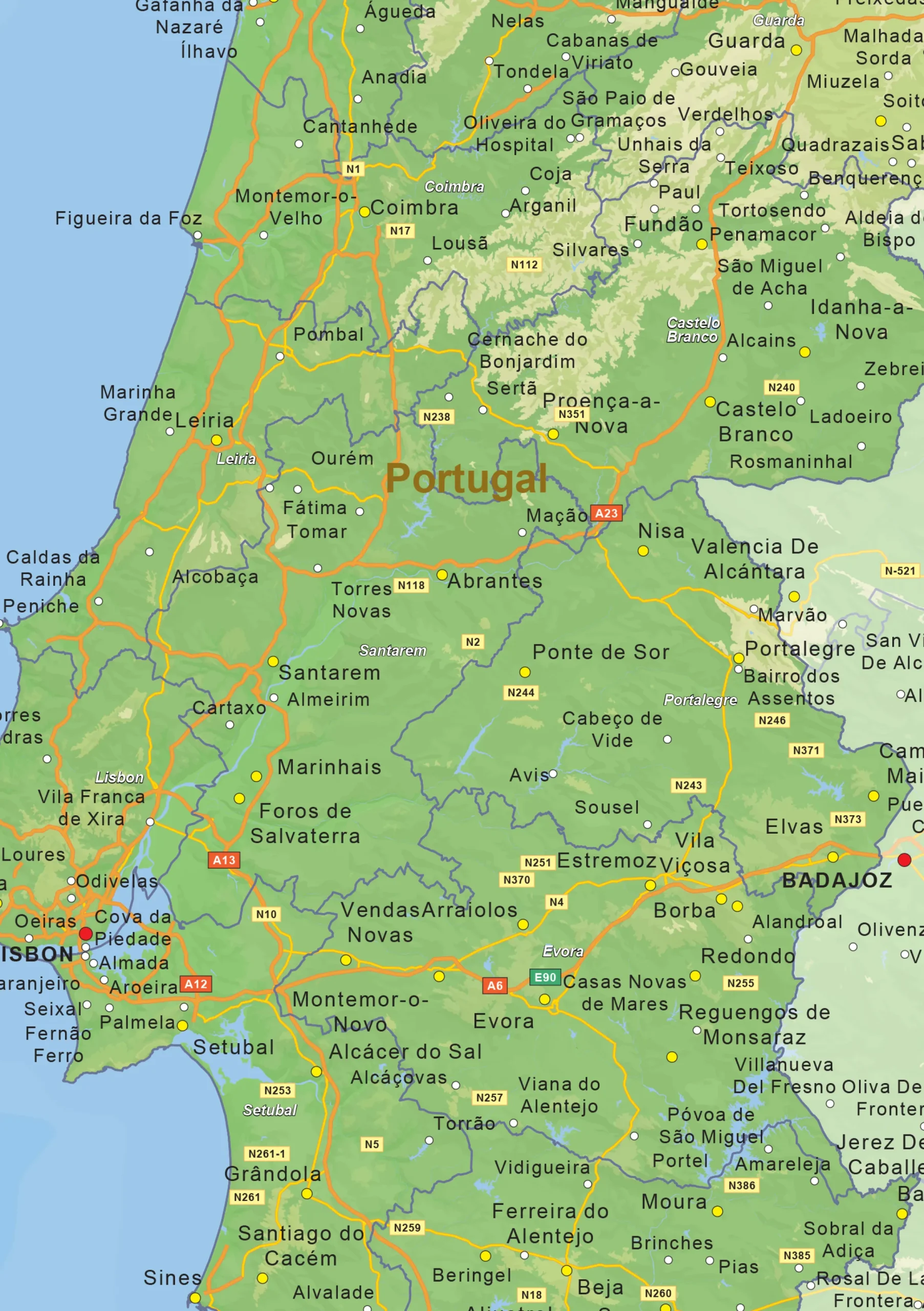 Natuurkundige landkaart Portugal 1459