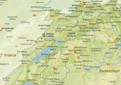 Natuurkundige landkaart Zwitserland 1473