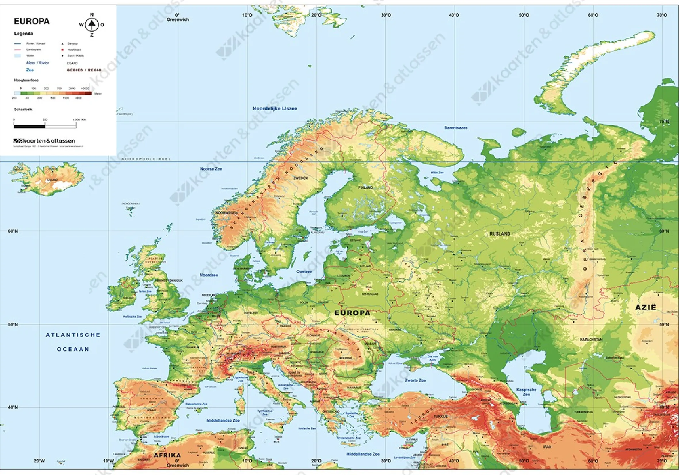 3 Natuurkundige Schoolkaarten NL/Europa/Wereld 1833