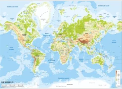 Natuurkundige Wereldkaart met breuklijnen 1379