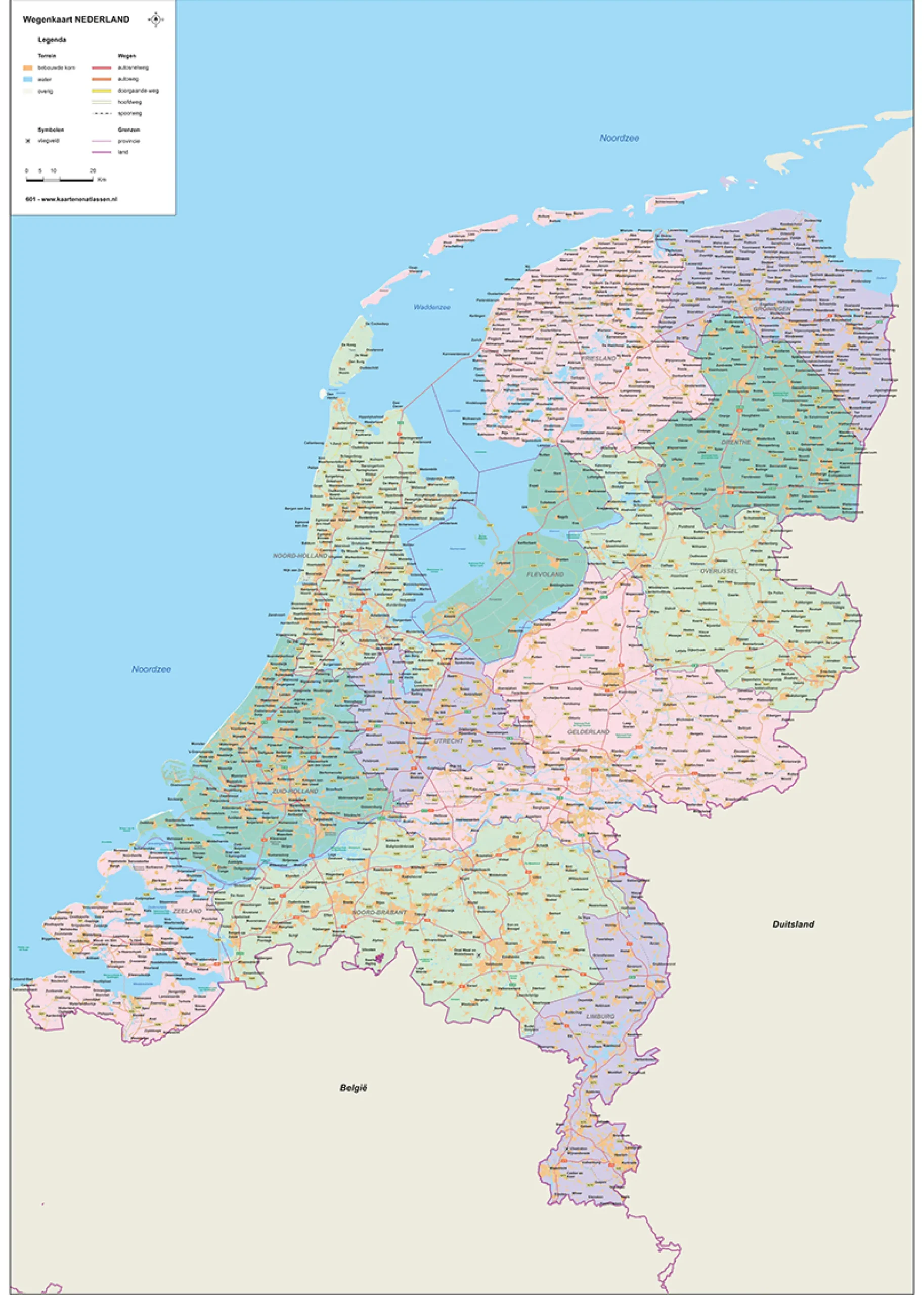 Nederlandkaart met provincies 601