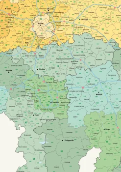 Postcode-/Gemeentekaart België 2- en 4-cijferig 1517