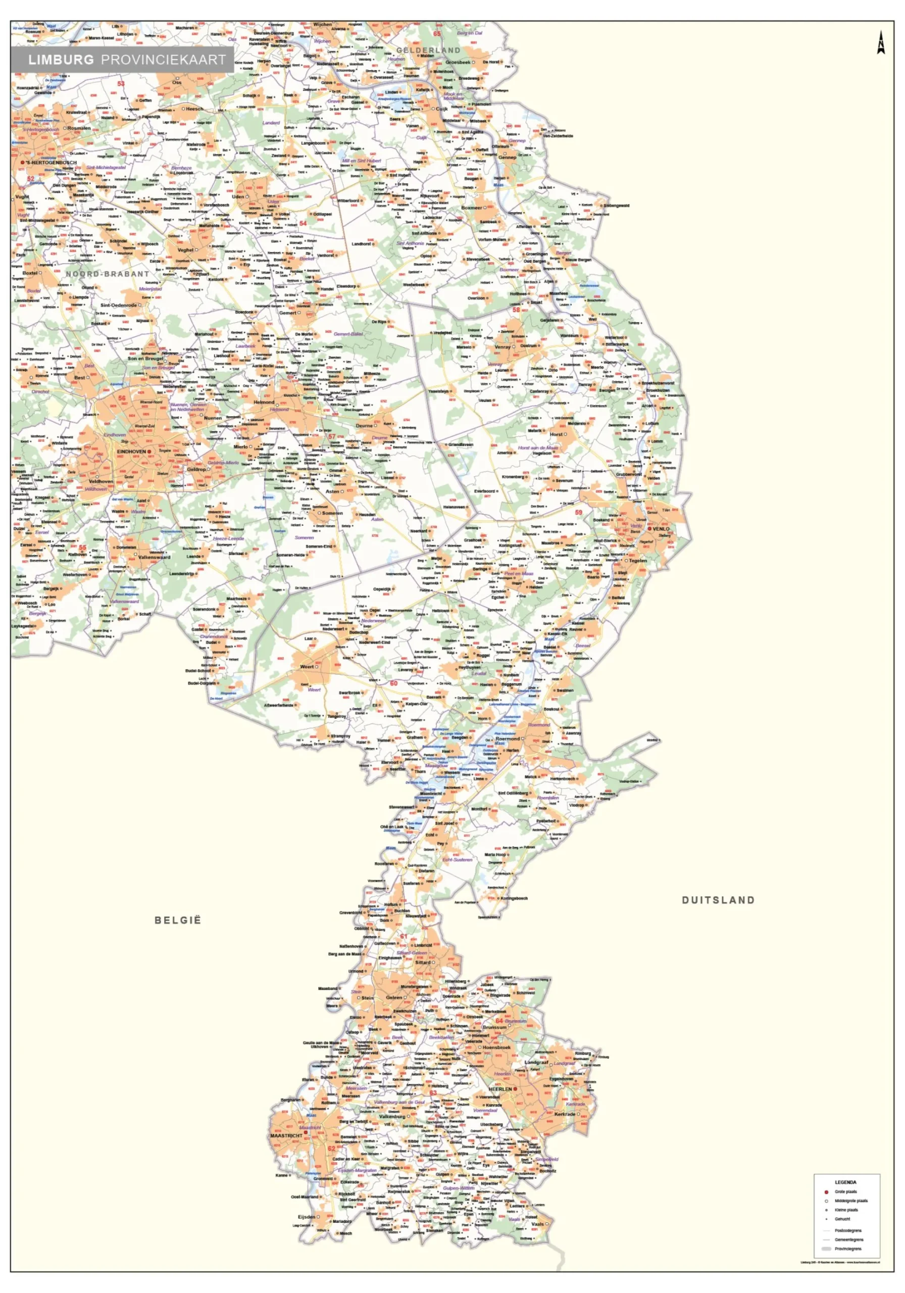 Postcode-/Gemeentekaart Limburg 245