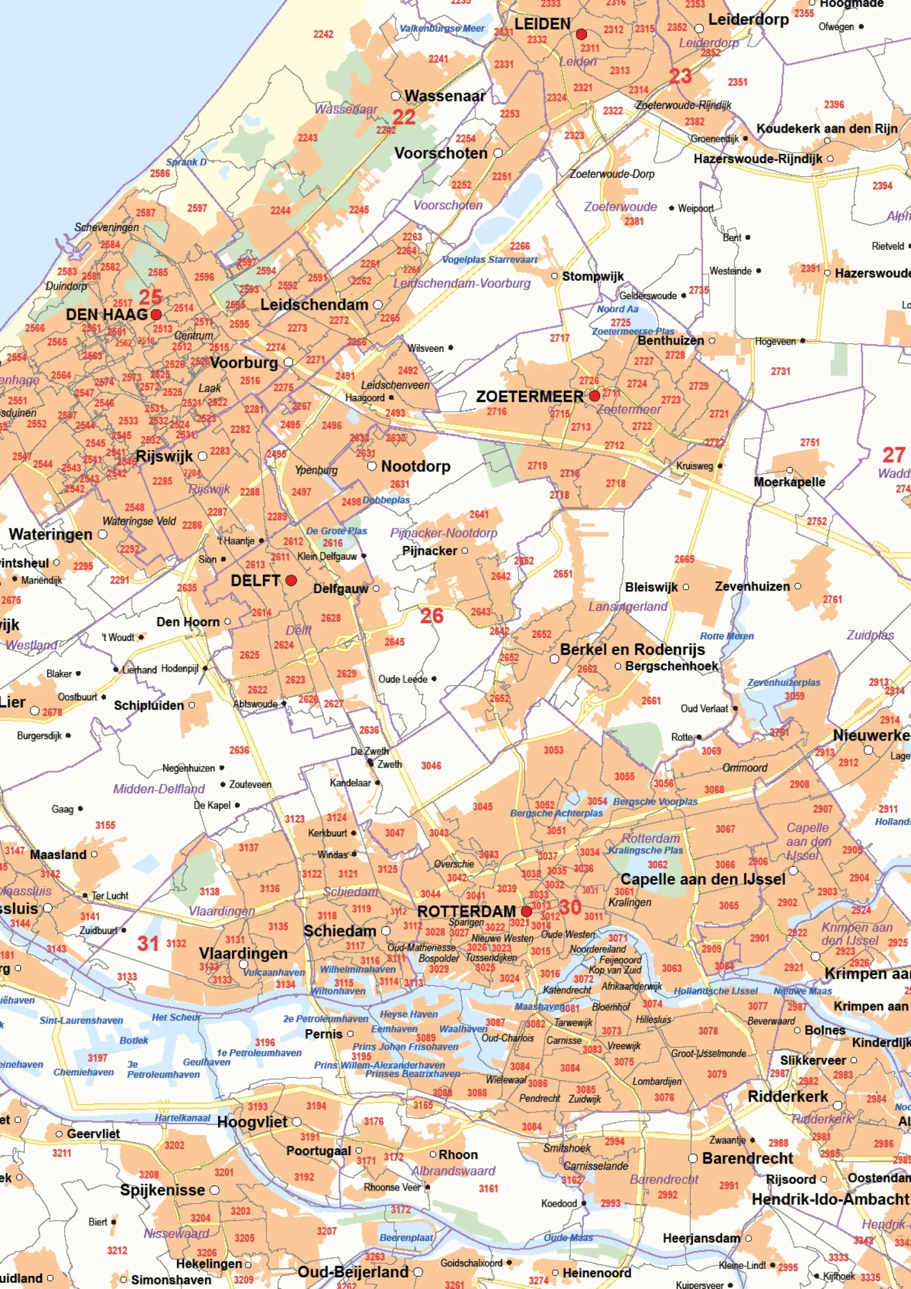 Postcode-/Gemeentekaart Zuid-Holland 243