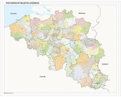 Postcodekaart België en Luxemburg 1796
