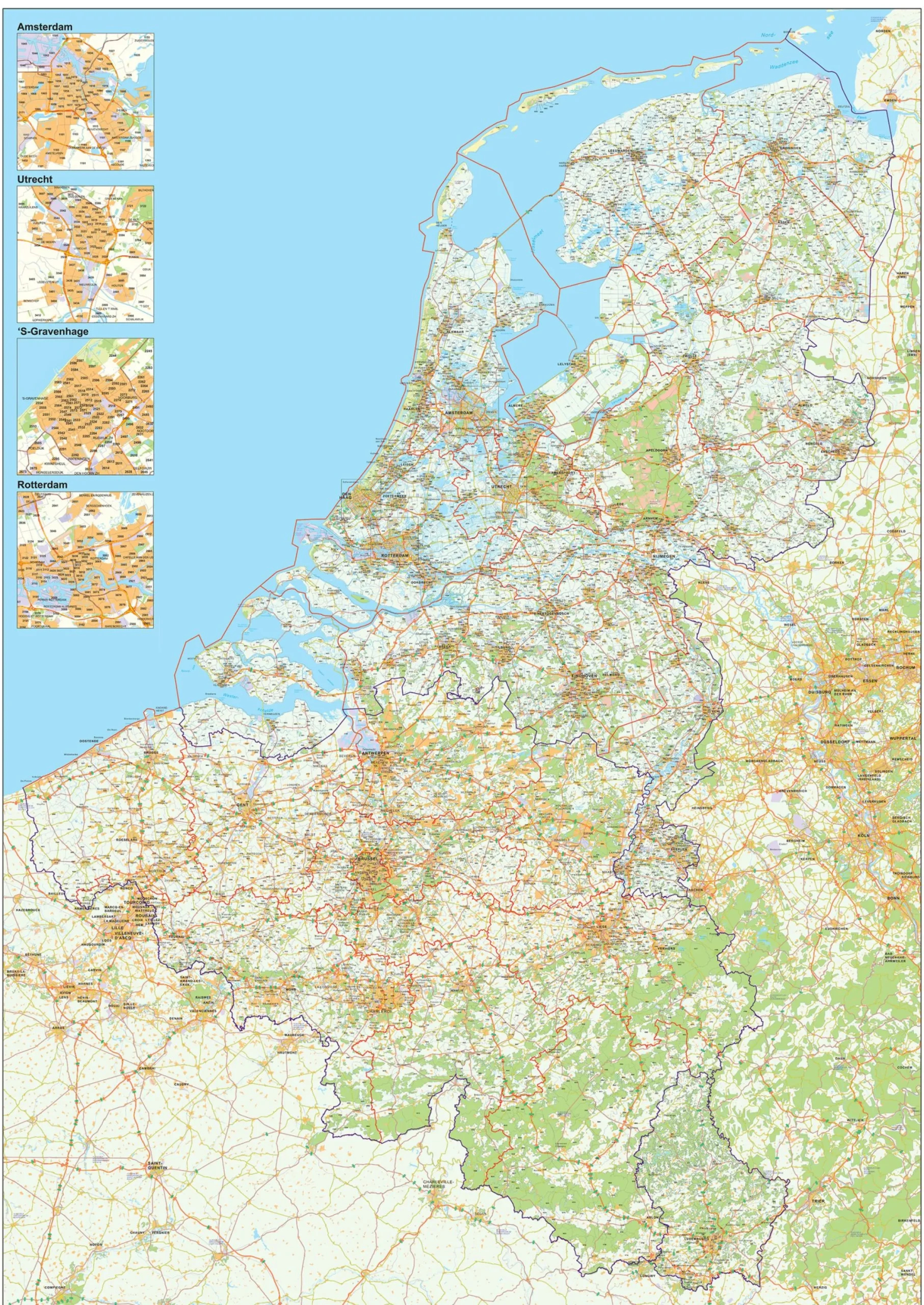 Postcodekaart Benelux 4-cijferig 764