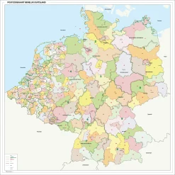 Postcodekaart Benelux + Duitsland 2-cijferig 1393