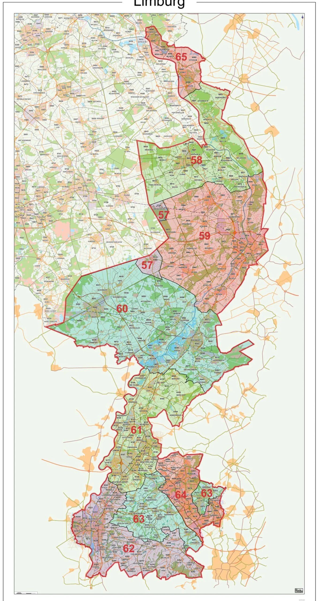 Postcodekaart Provincie Limburg 608