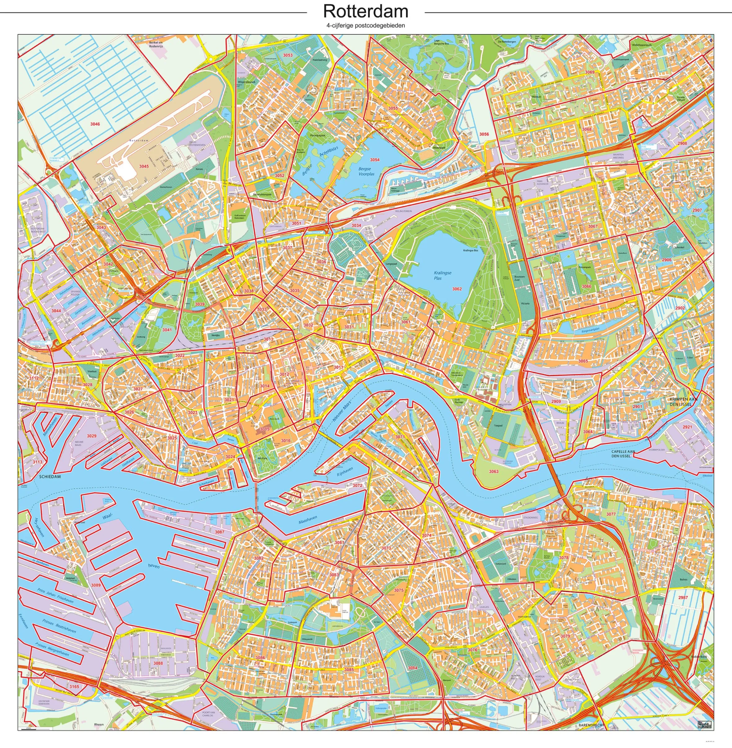 Postcodekaart Rotterdam 100