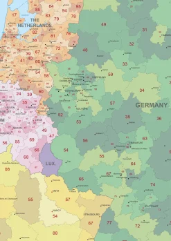 Postcodekaart van Centraal- Europa 1383