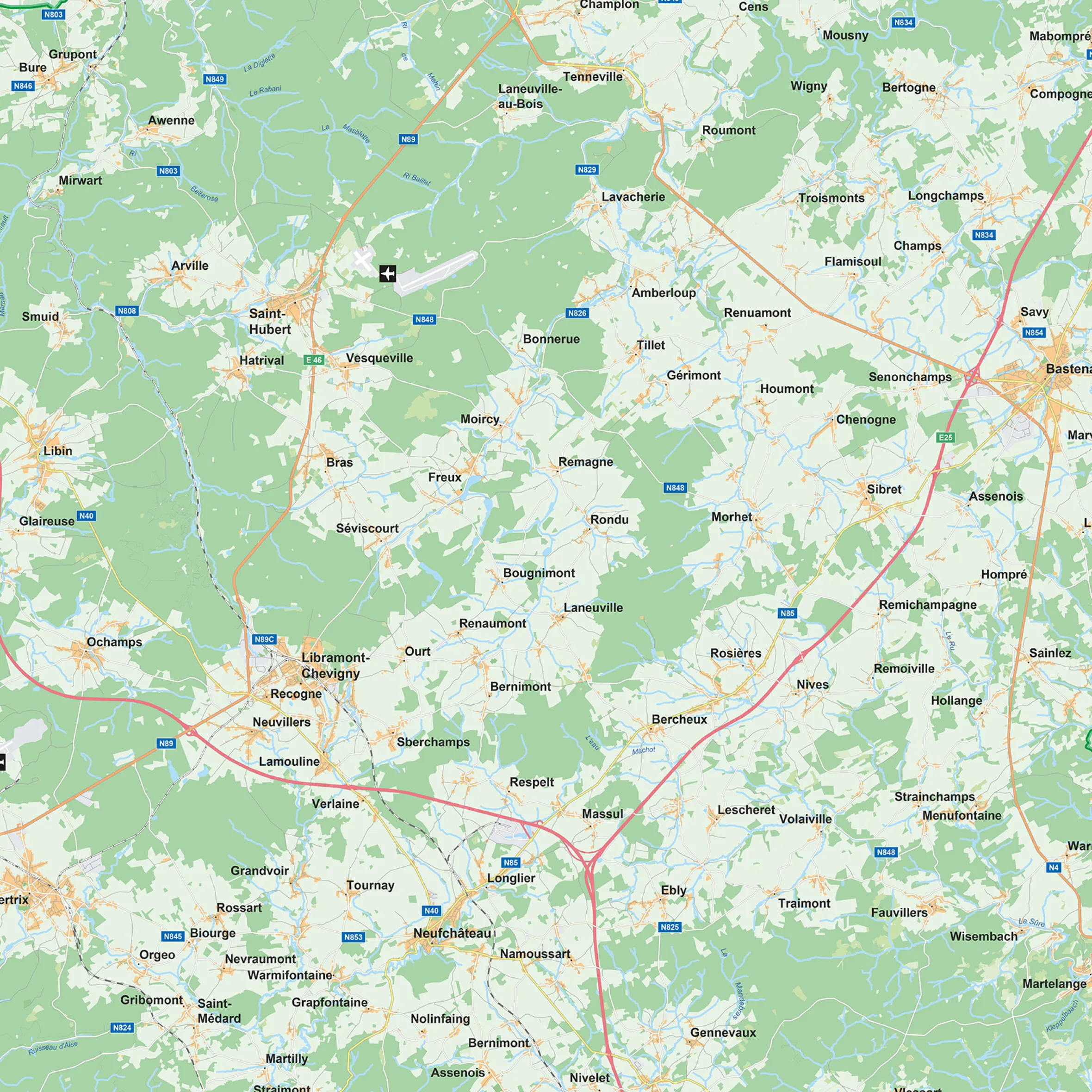 Provinciekaart Luxemburg Natuurkundig 367