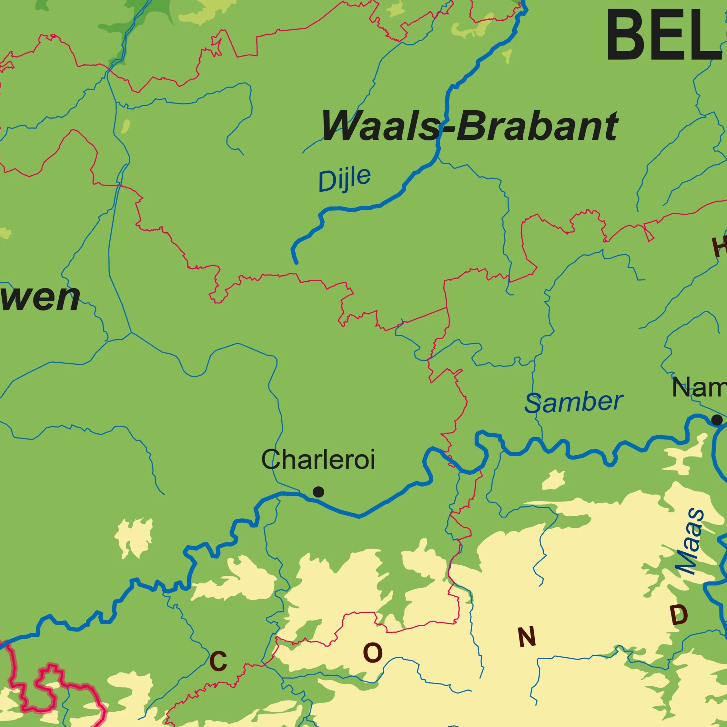 Schoolkaart België Natuurkundig 1829