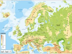 Schoolkaart Europa Natuurkundig 1300