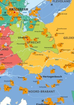 Schoolkaart Koninkrijk der Nederlanden 1424