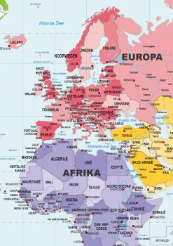 Schoolkaart wereld gedetailleerd 1406