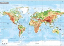 Schoolkaart Wereld Natuurkundig 1788
