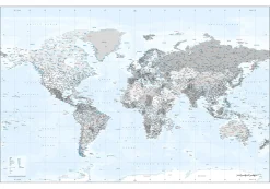 Silver Worldmap met reliëf 1268