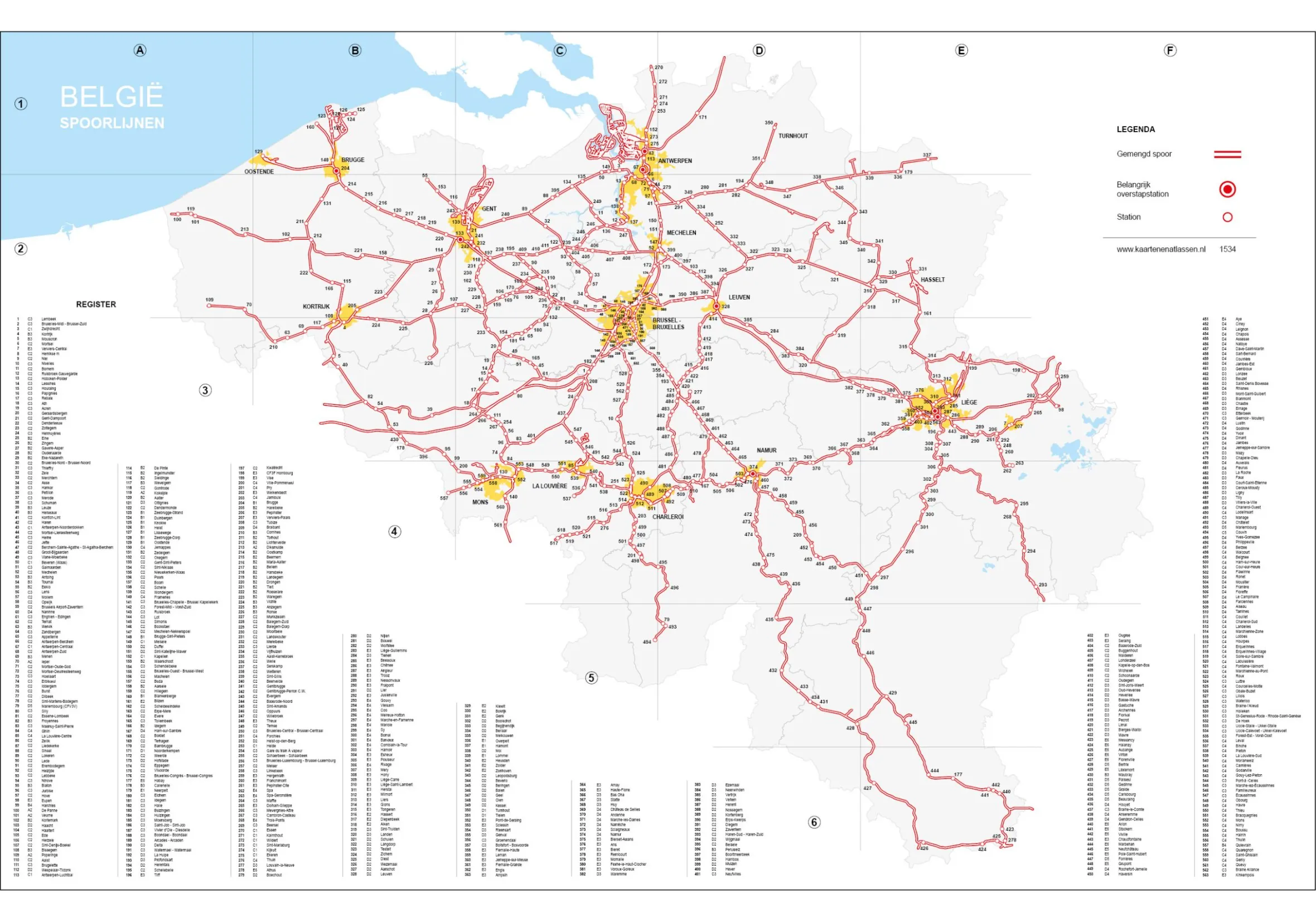 Spoorlijnenkaart België 1534