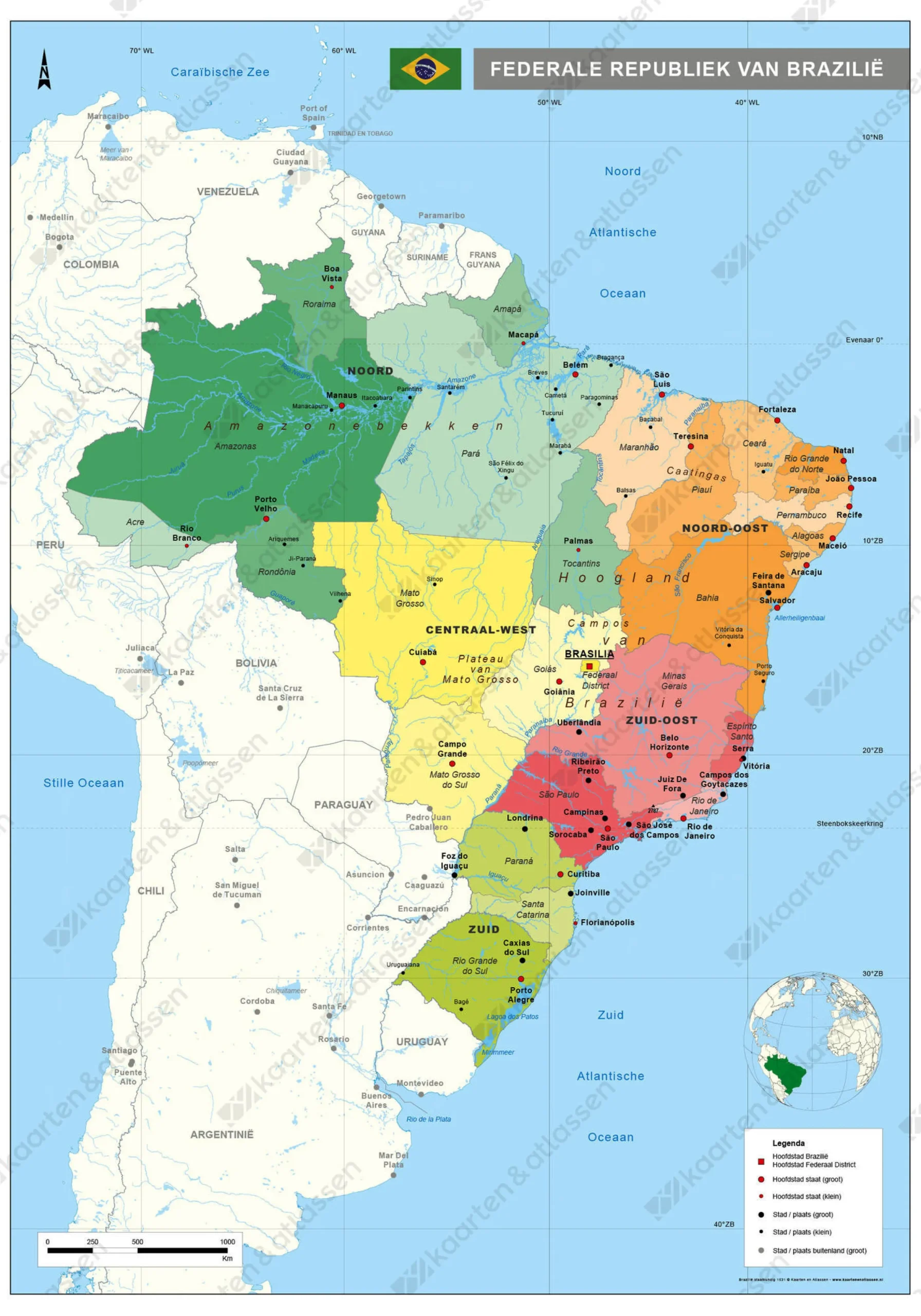 Staatkundige kaart Brazilië 1531