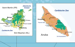 Staatkundige kaart Caribisch gebied met overzeese gebiedsdelen 1810