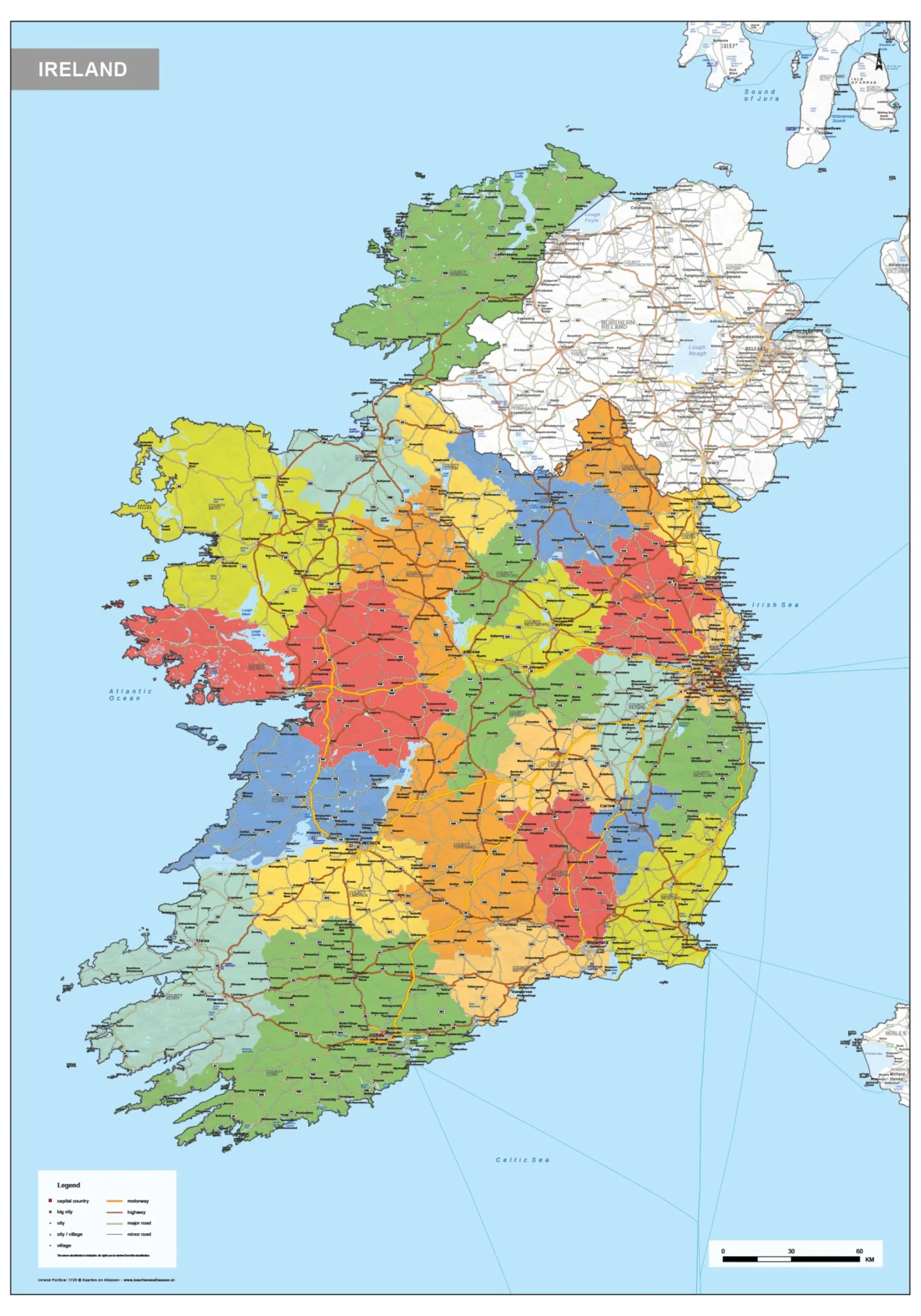 Staatkundige kaart Ierland 1729