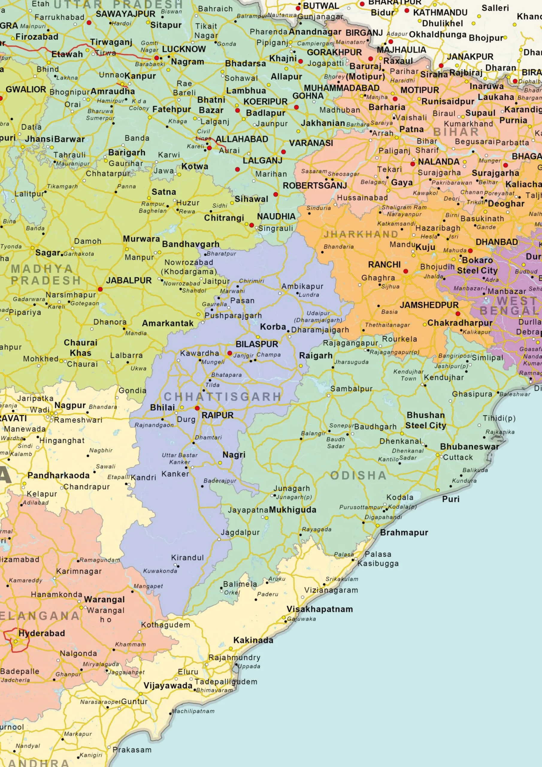 Staatkundige kaart India 1521