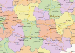 Staatkundige landkaart Bulgarije 1428