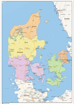 Staatkundige landkaart Denemarken 1430