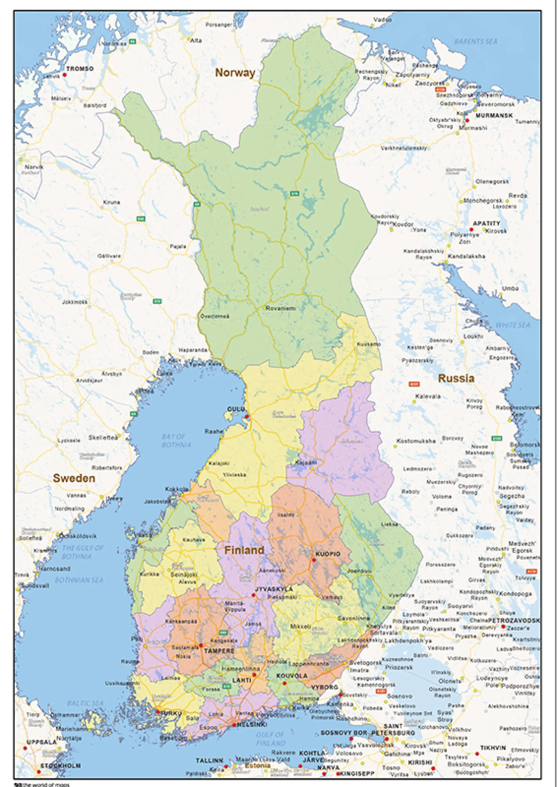 Staatkundige landkaart Finland 1432