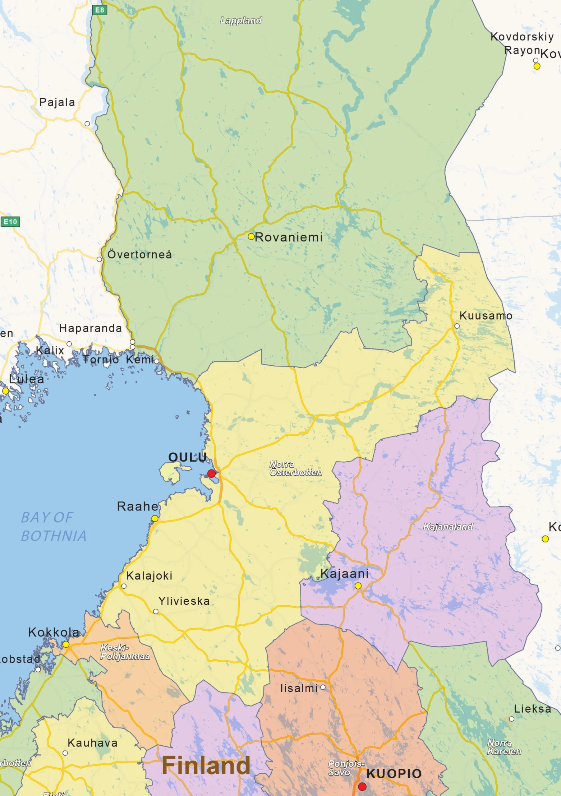 Staatkundige landkaart Finland 1432