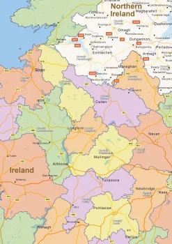 Staatkundige landkaart Ierland 1442