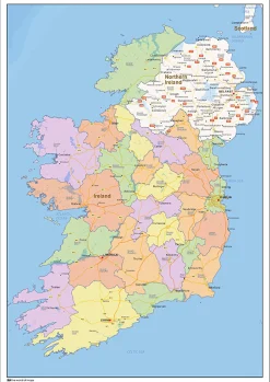 Staatkundige landkaart Ierland 1442