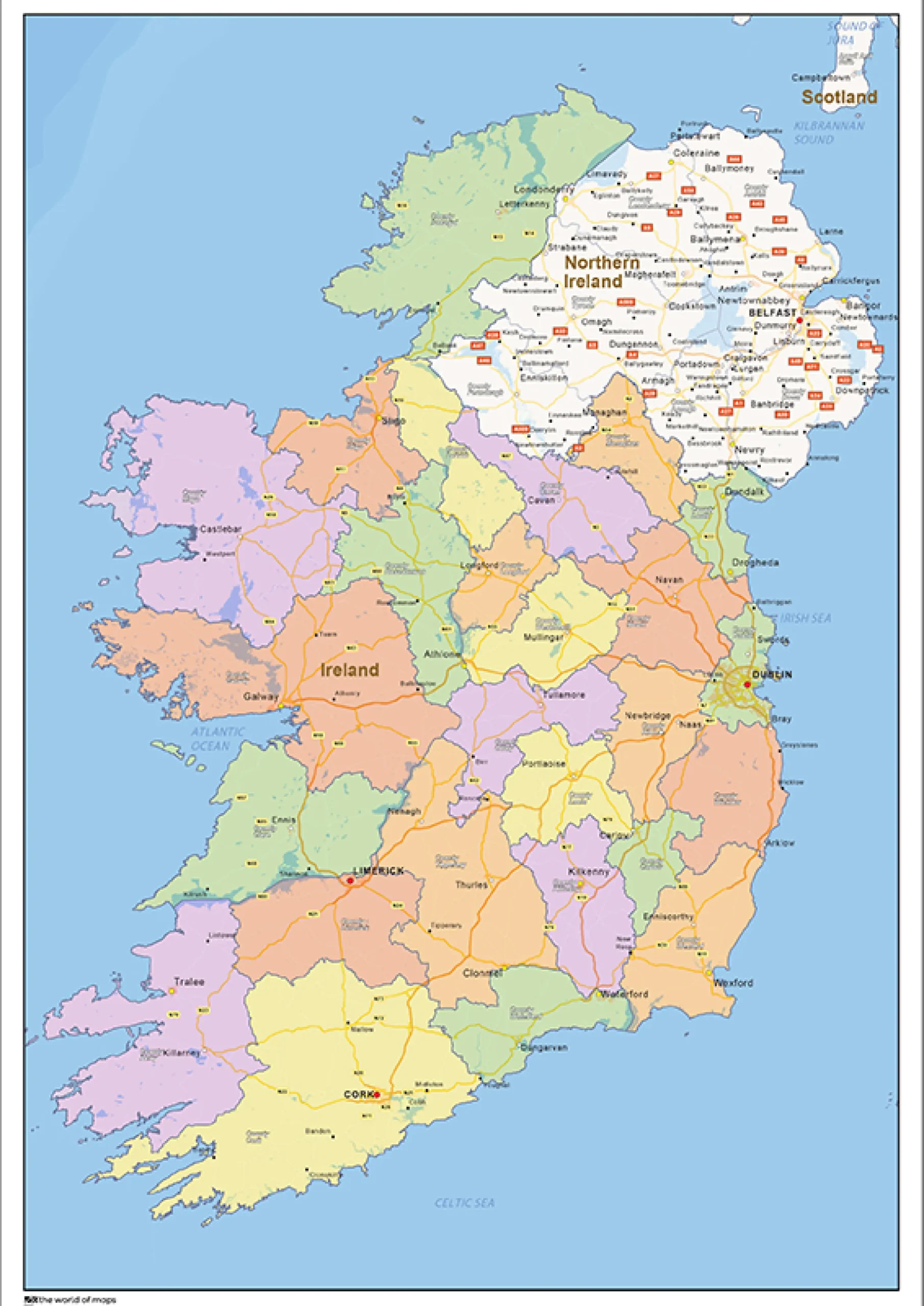 Staatkundige landkaart Ierland 1442