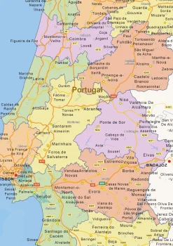 Staatkundige landkaart Portugal 1460