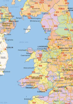 Staatkundige landkaart United Kingdom 1470