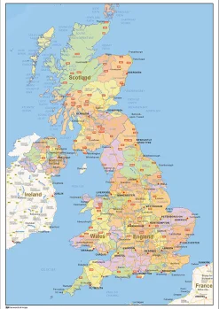 Staatkundige landkaart United Kingdom 1470
