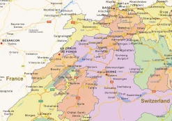 Staatkundige landkaart Zwitserland 1474