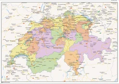 Staatkundige landkaart Zwitserland 1474