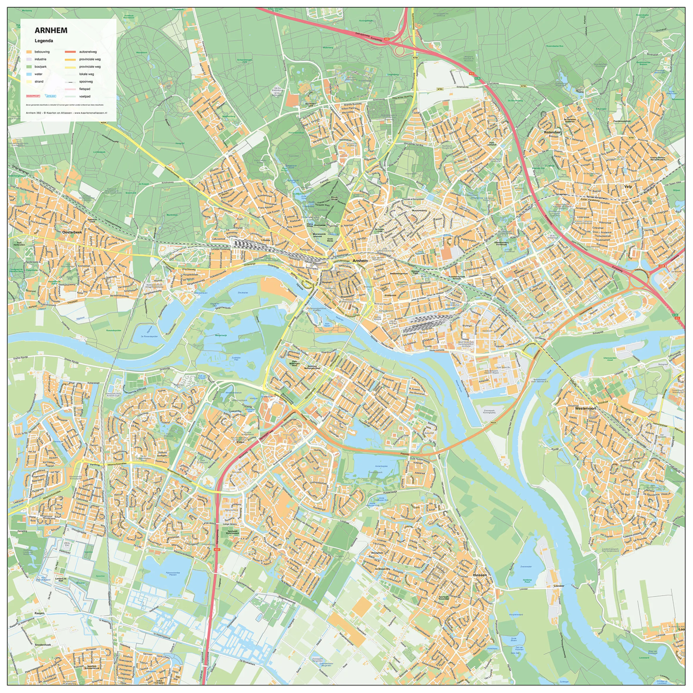Stadsplattegrond Arnhem Gedetailleerde Kaart 392