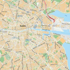 Stadsplattegrond Dublin Straatnamenkaart 1876