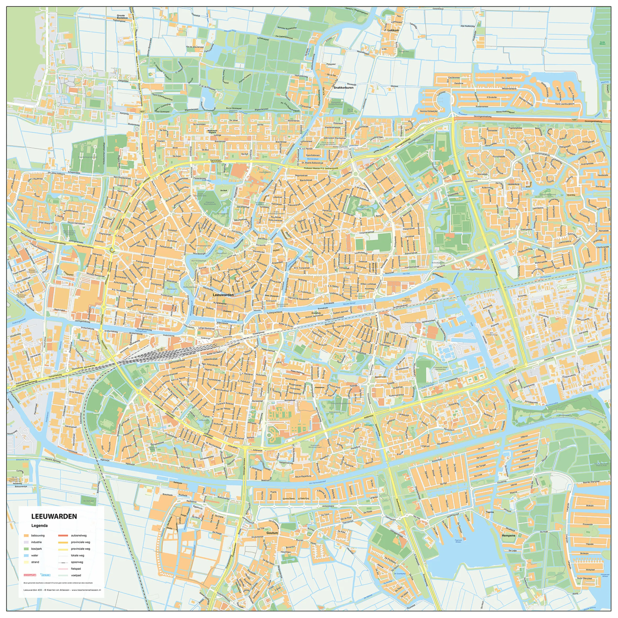 Stadsplattegrond Leeuwarden Gedetailleerde Kaart 400
