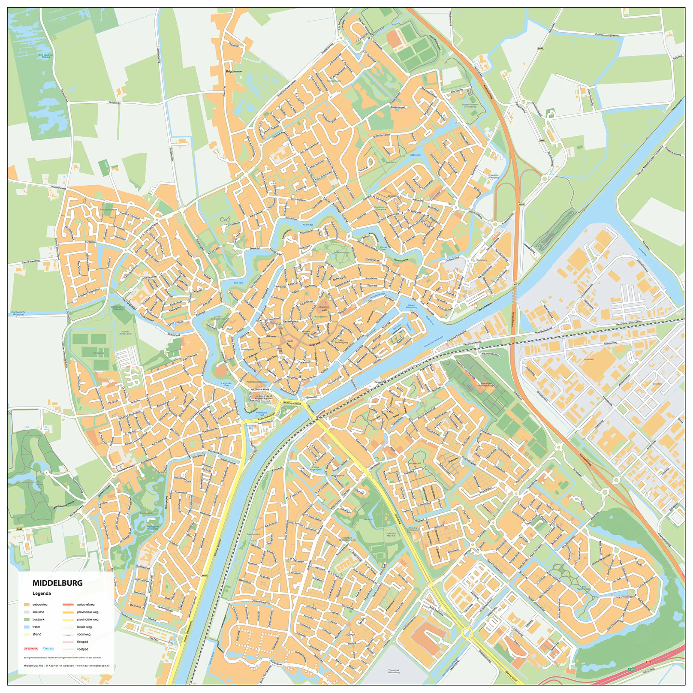 Stadsplattegrond Middelburg Gedetailleerde Kaart 402