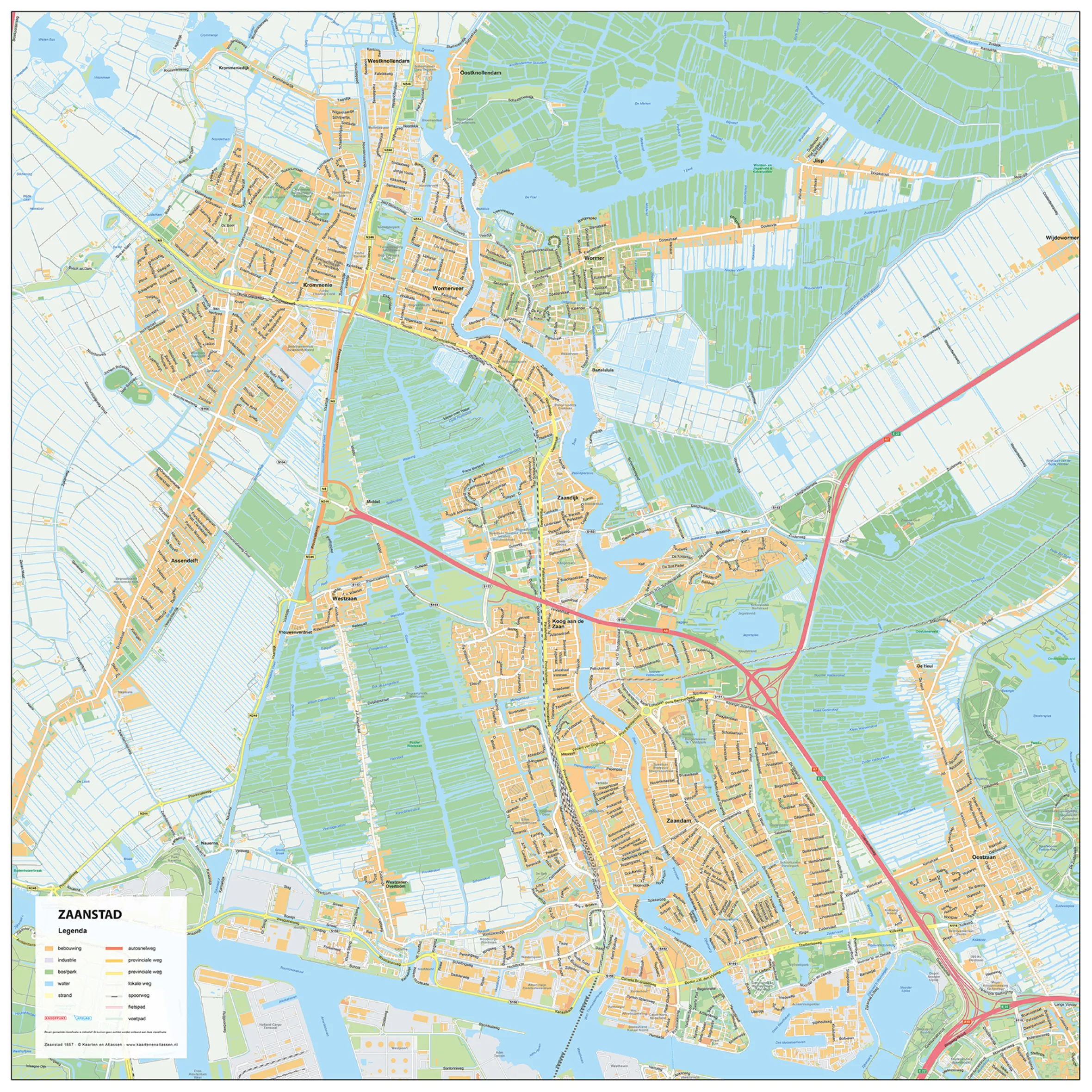 Stadsplattegrond Zaanstad Gedetailleerde Kaart 1857