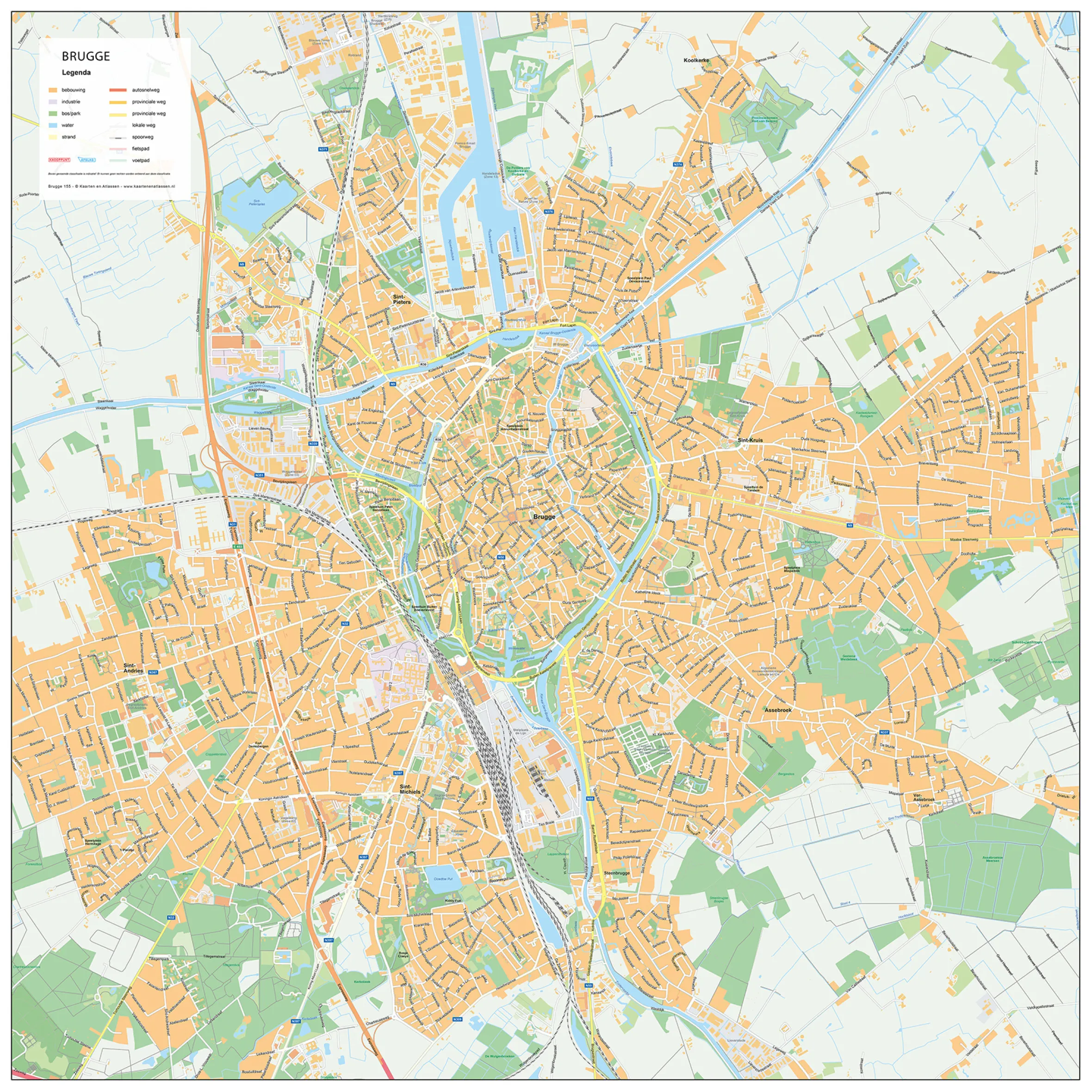 Straatnamenkaart Brugge Stadskaart 155