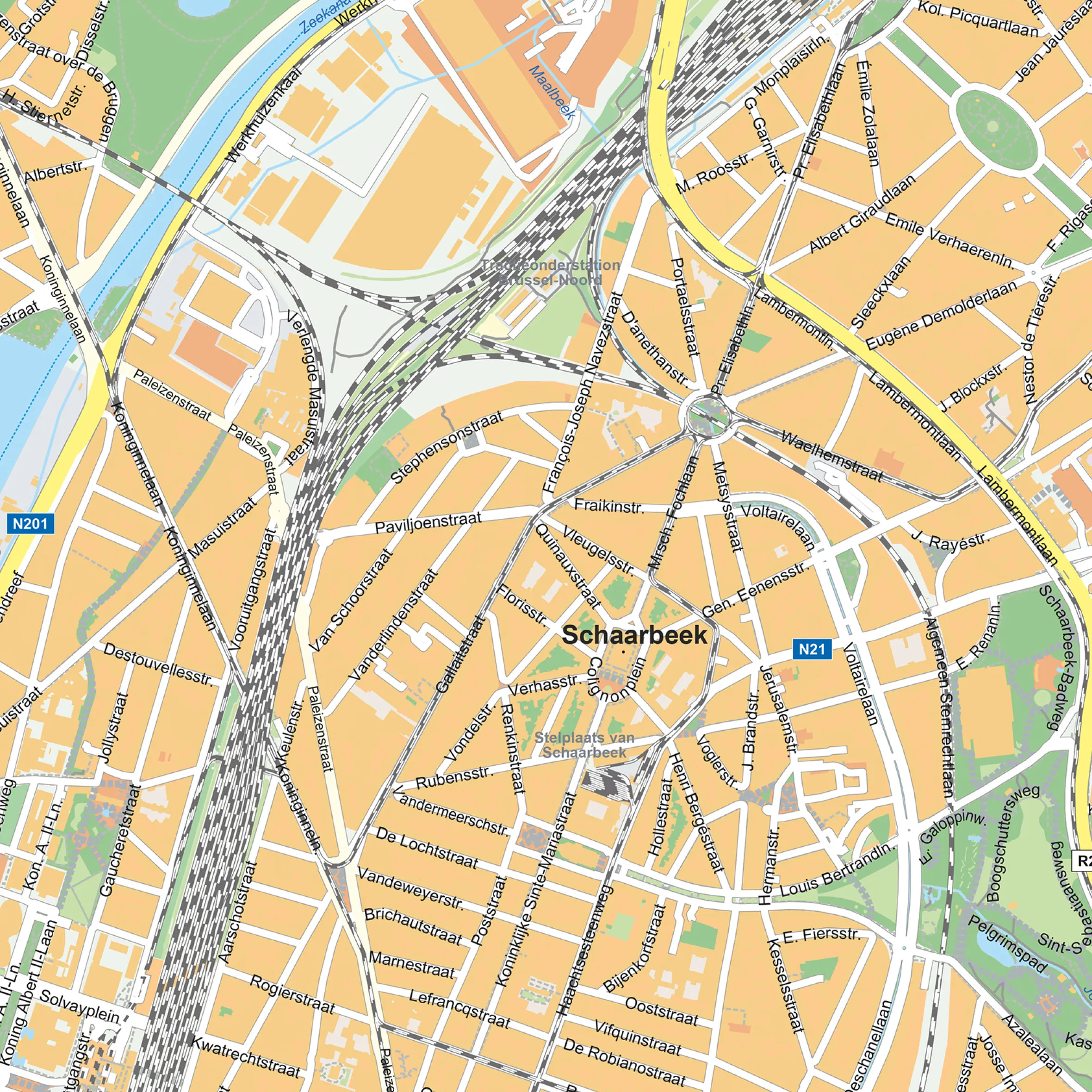Straatnamenkaart Brussel / Bruxelles Stadskaart 153