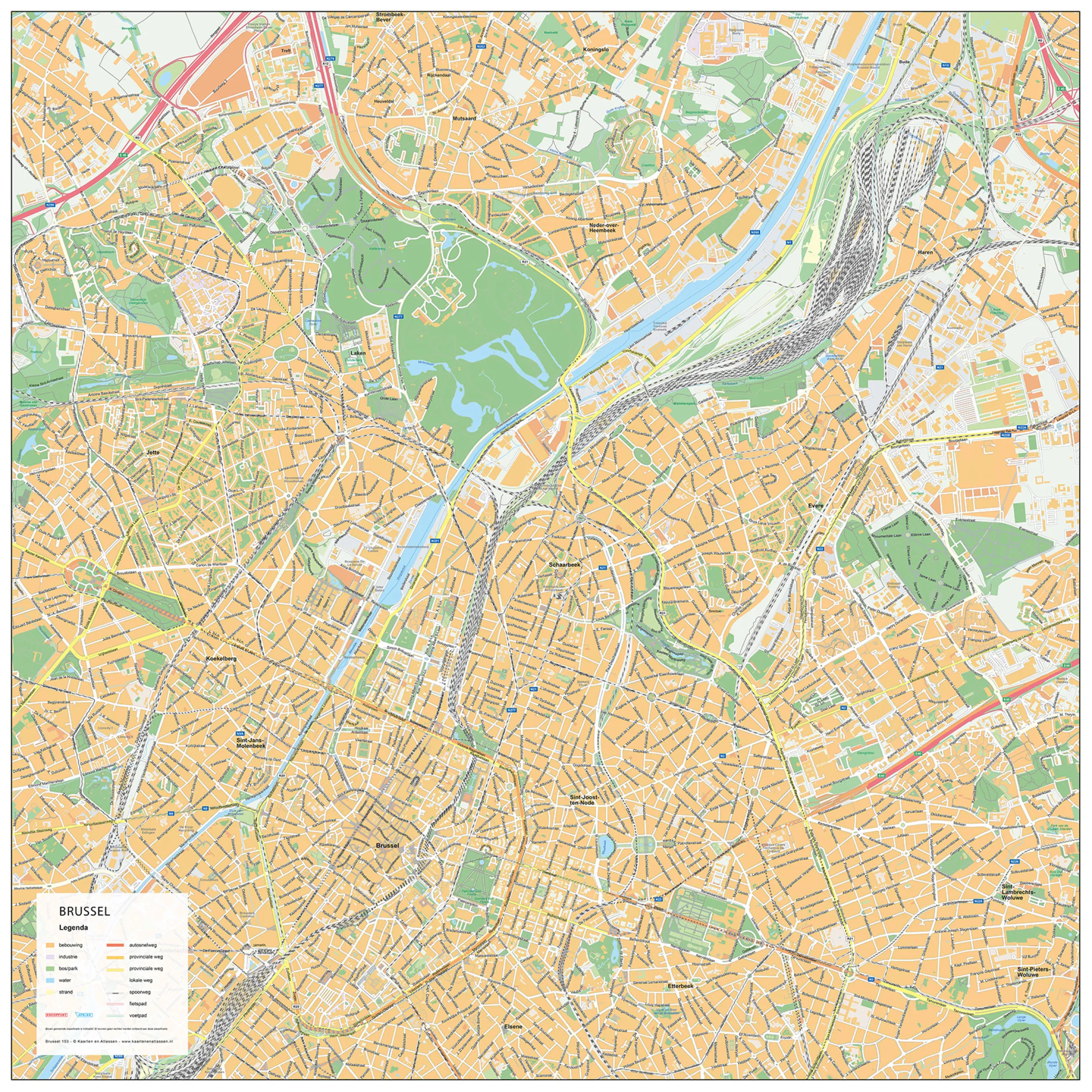 Straatnamenkaart Brussel / Bruxelles Stadskaart 153