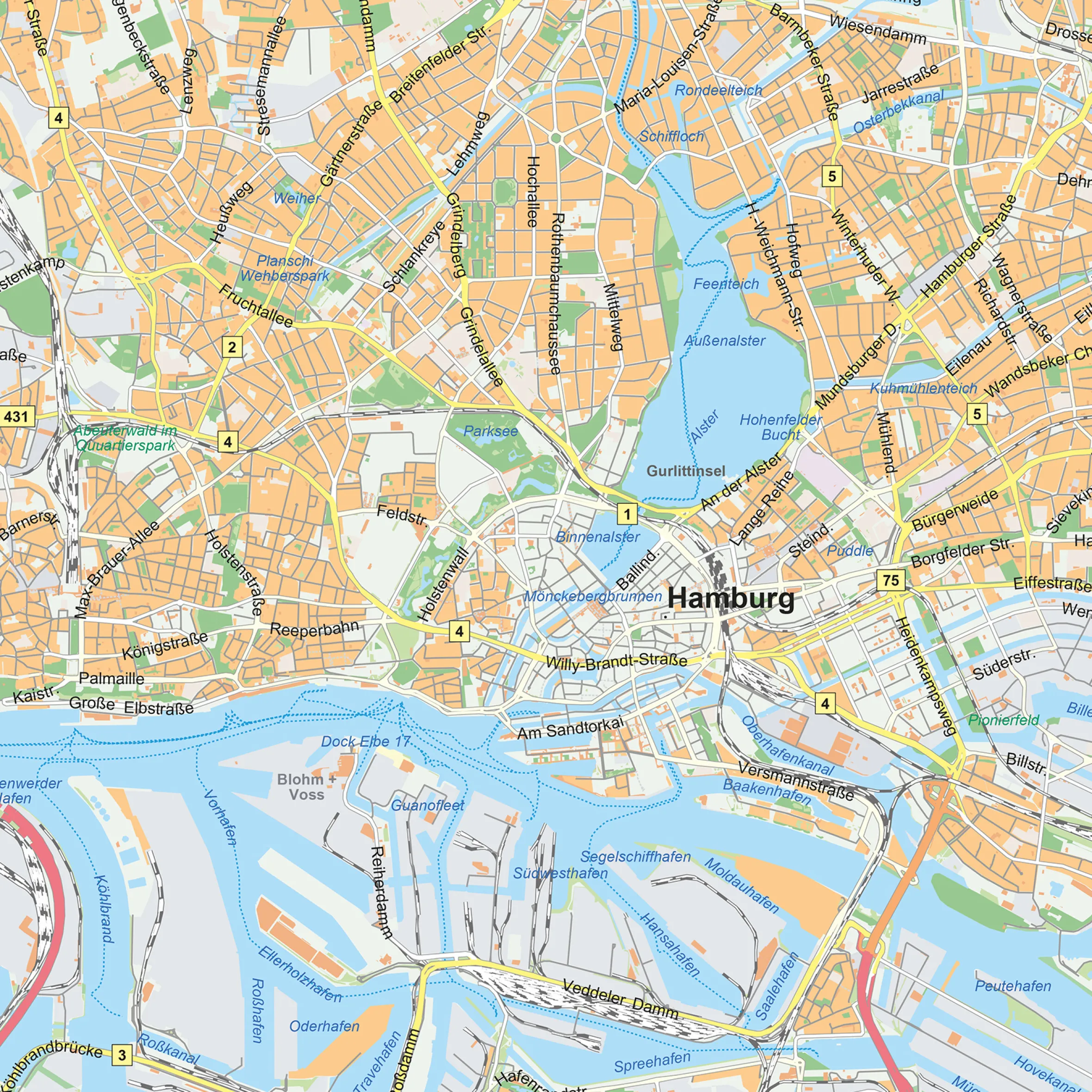 Straatnamenkaart Hamburg Stadskaart 1919
